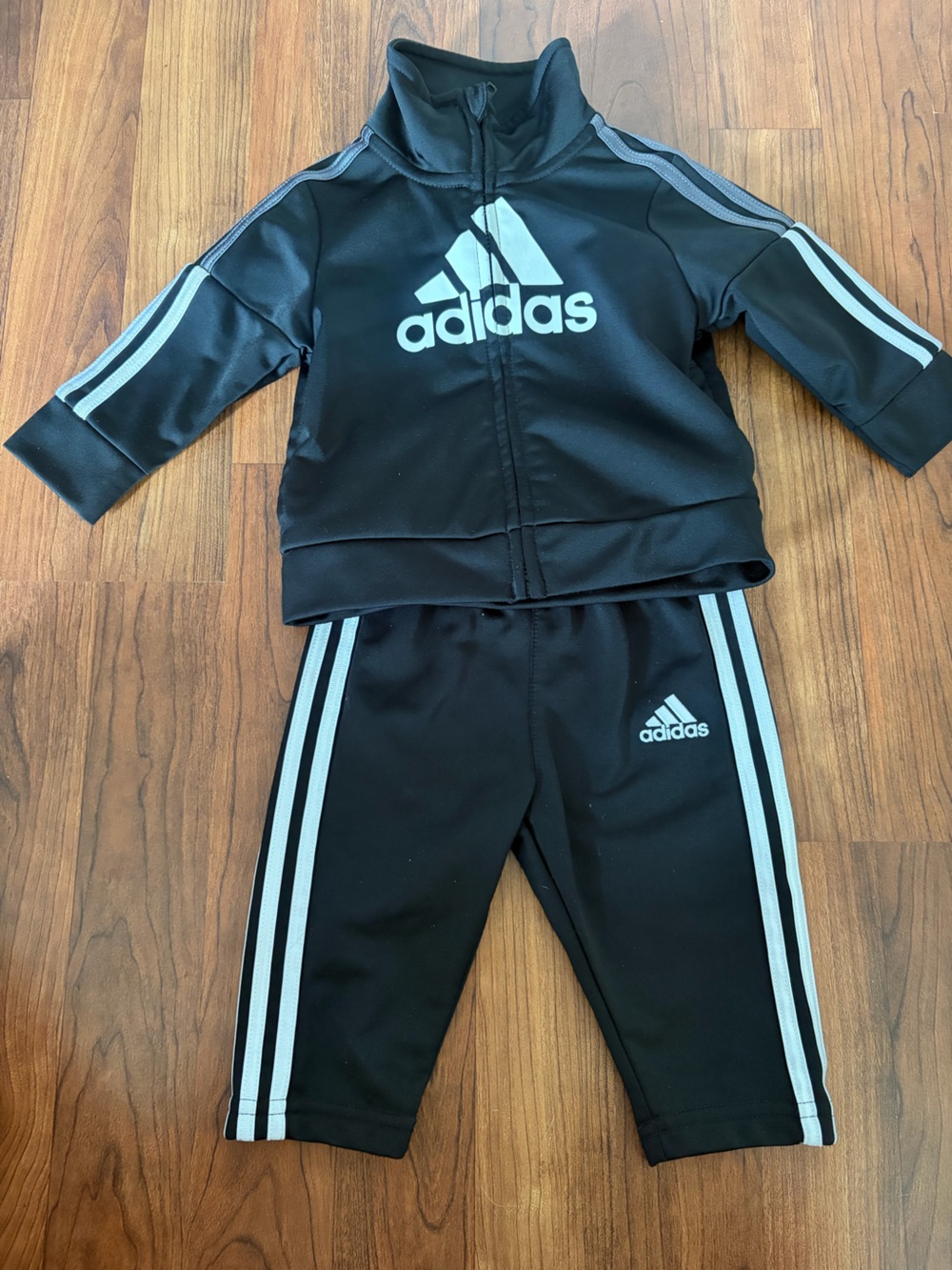 adidas Black and White baby Track Jacket and Joggers Set